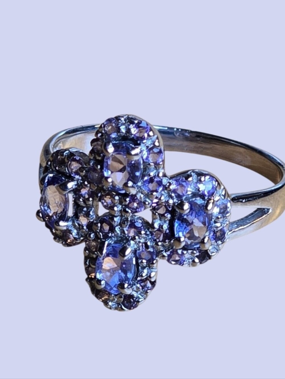 925 Sterling Silver Ring Sz 7.5 With Natural Tanzanite Gem